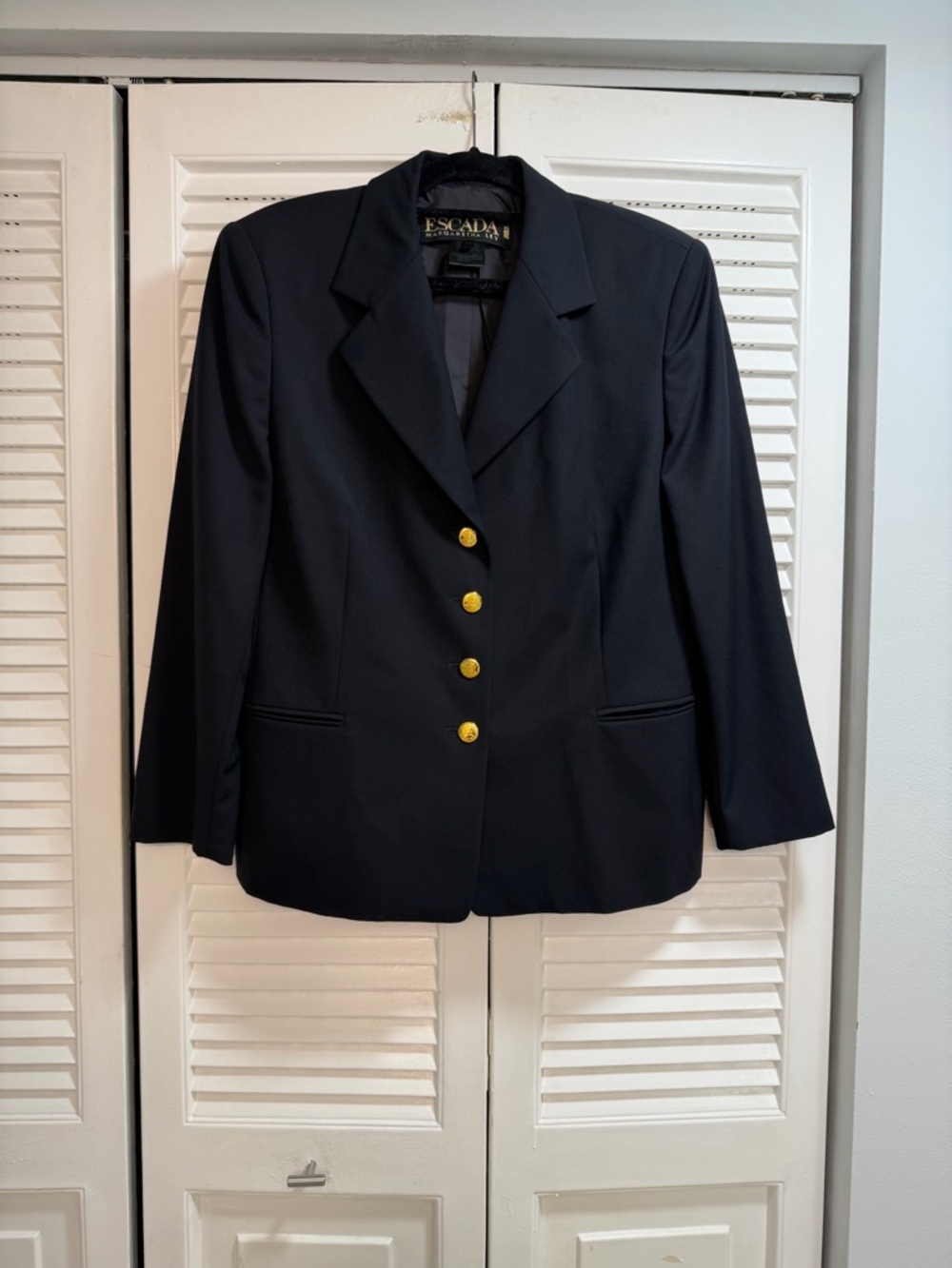 ESCADA MARGARETHA LEY Women's Black Wool Blazer with Gold Buttons